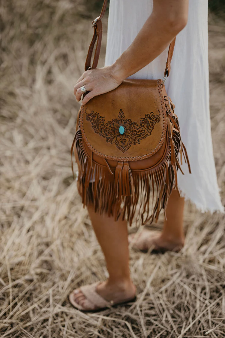 Gracie Fringe Bag - Tan Leather | Carnivore Lifestyle Australia