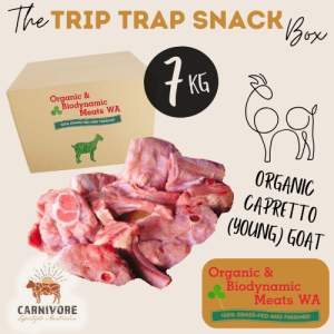TRIP TRAP SNACK Meat Box - 7kgs Organic Capretto (Young) Goat