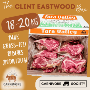 CLINT EASTWOOD Meat Box 18-20kg Bulk Grass-Fed Pre-Cut Individual Ribeye Steak *DEPOSIT*